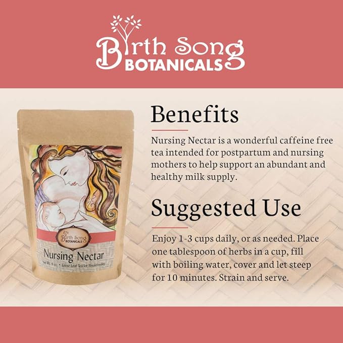 Birth Song Botanicals Nursing Nectar Herbal Breastfeeding Tea – Organic Lactation Tea to Increase Milk Supply Enhance Milk Production &amp Breastmilk Flow* – 40 Servings