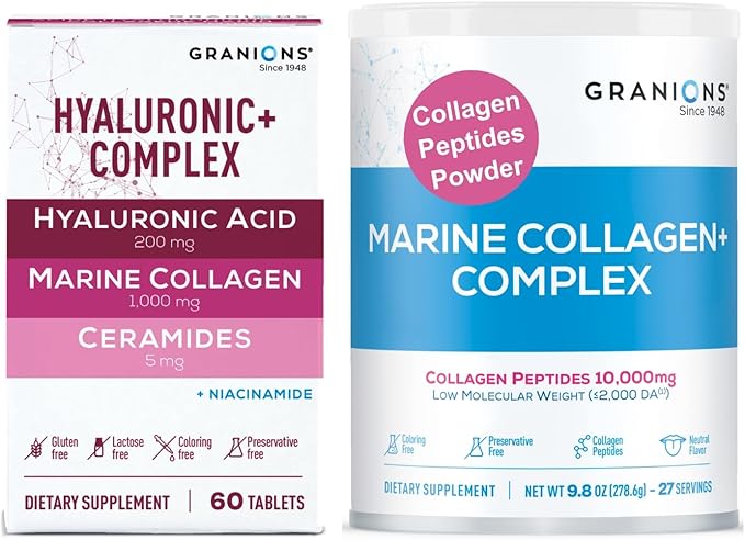 Marine Collagen Powder unflavored and Collagen Hyaluronic Complex Enhanced Collagen Bundle