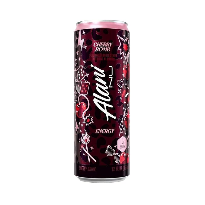Alani Cherry Bomb Energy Drink Sugar Free Low Calorie Energy Drinks - 12 fl oz Can (6 Pack)