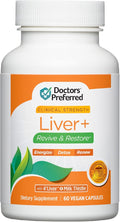 DOCTORS' PREFERRED Liver+ Revive &amp Restore 10-in-1 Formula with Clinically Validated 4’Liver and Milk Thistle | 60 Capsules