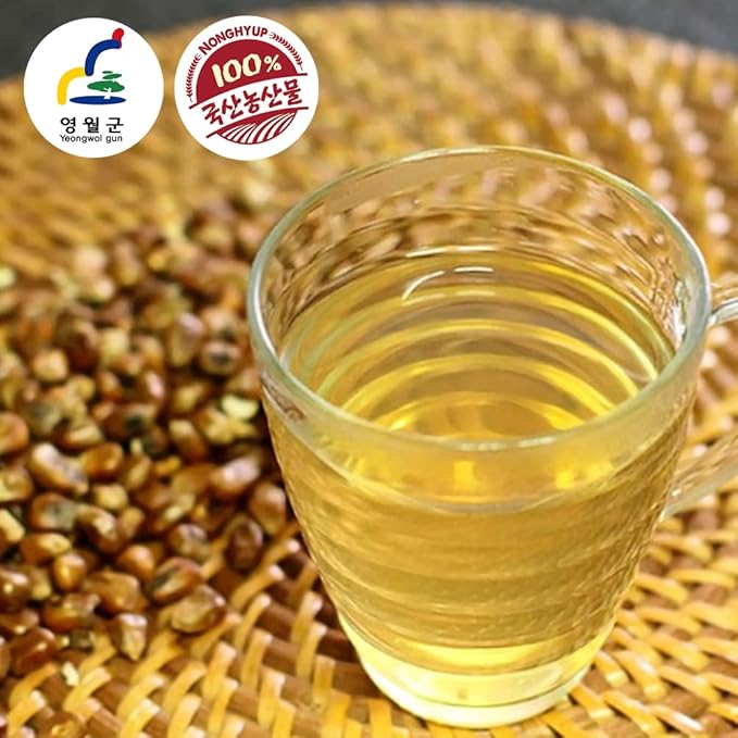 [NongHyup] Authentic Korean Roasted Corn Tea | 옥수수차 (Oksusu-cha) | 100% Korean Corns | Caffeine-Free | Nutrient-Rich &amp Versatile Beverage | 영월 농협 옥수수차 | 100% 한국산 (500g/17.6oz)