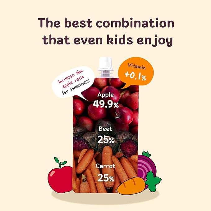 Gyeongbuk Sun Farm ABC Juice Apple Beet Carrot Beverage Drink Nectar 1Box (100ML/3.38fl.oz X 30ea) - 100% Korean Organic Ingredients Cold-pressed No Additives All Family Vitamin Juice Drink