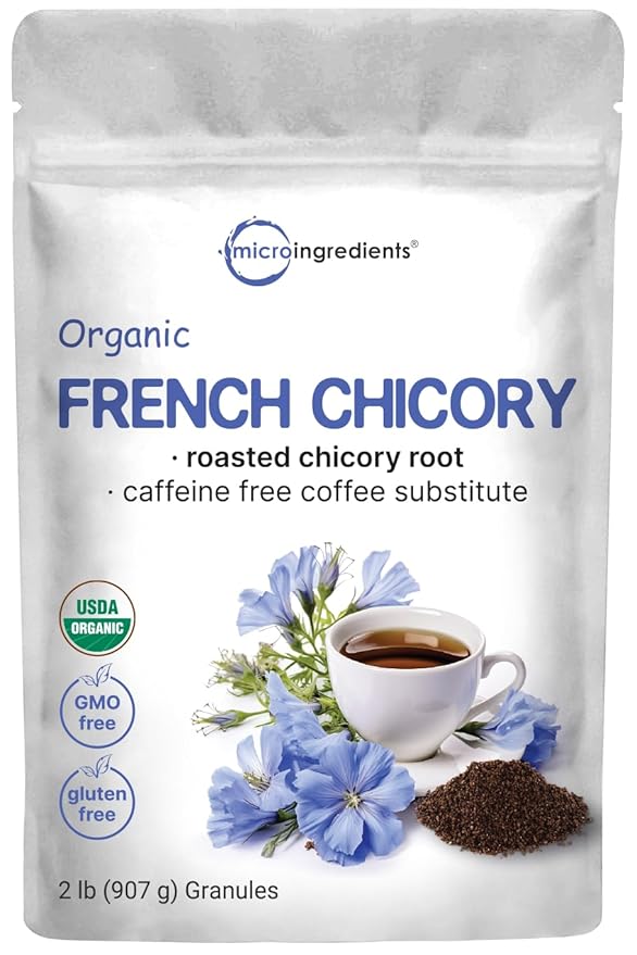 Organic French Chicory Root 2lbs | Roasted Chicory Granule | Brews like Regular Coffee | Caffeine Free Coffee Substitute | Rich in Prebiotic Fiber | Non-GMO
