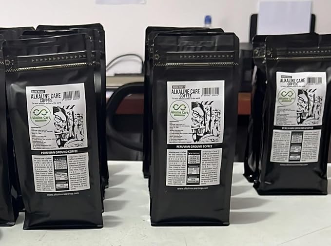 ALKALINE CARE | Dark Roast Ground Coffee 100% Arabica Ground Beans | Peruvian Gourmet Coffee With Bold Aroma &amp Smoky Flavors - Premium Coffee From Exotic Peruvian Jungle | Set of 2 | 17.6oz (500g)