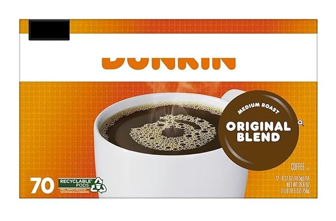 Dunkn. Donuts Original Blend Coffee K-Cup Pods Medium Roast (70 Count Pack of 1)