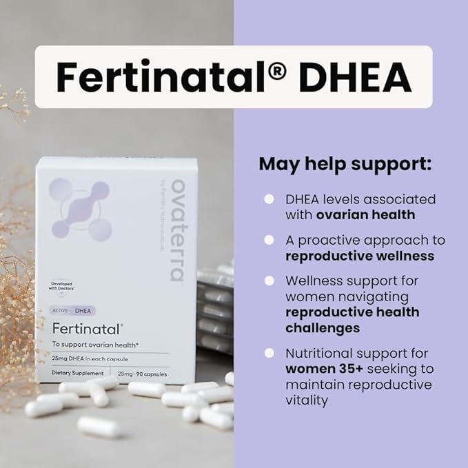 Micronized DHEA Female Natural Plant-Based Fertility Supplement 90-25mg Capsules - 28 Day Supply