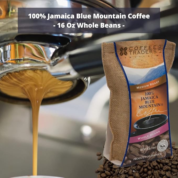 Coffee Traders 100% Jamaica Blue Mountain Coffee Beans (16oz)