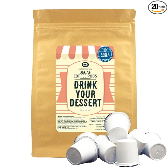 Coffee Beanery Drink Your Dessert Swiss Water Process Decaf Flavored Coffee Pods (20ct) - 6 Unique Flavor coffee pods