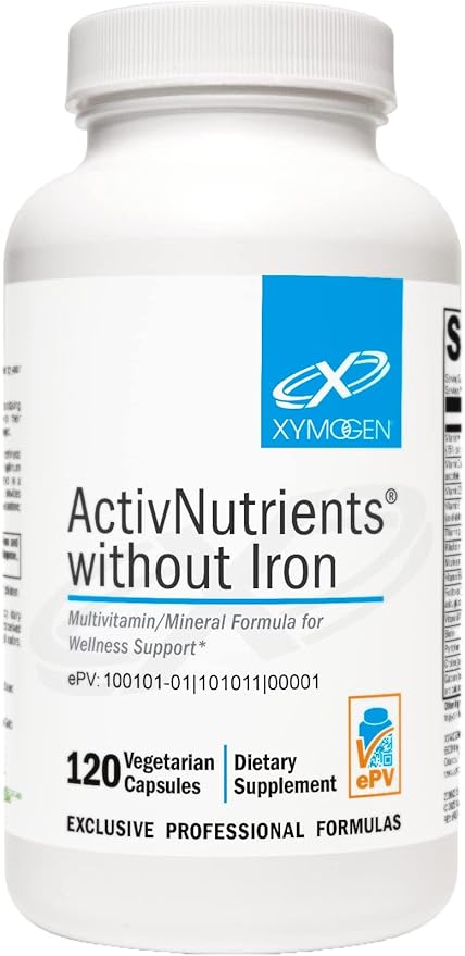 XYMOGEN ActivNutrients Without Iron - No Iron Multivitamin for Wellness Support - Energy Production &amp Immune Support - Antioxidant Activity - Gluten-Free &amp Dairy-Free - 120 Count