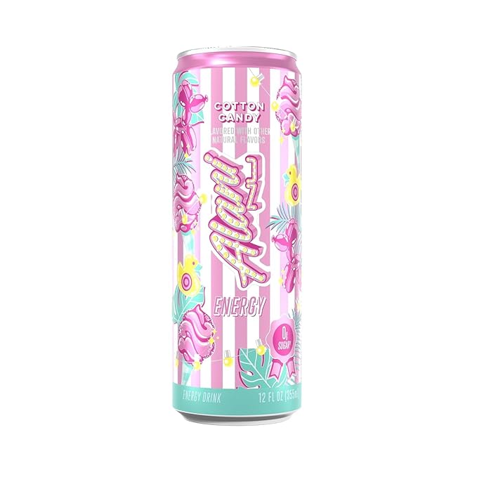 Alani Cherry Bomb &amp Cotton Candy Energy Drink Sugar Free Low Calorie Energy Drinks 12 fl oz Cans (Pack of 8)