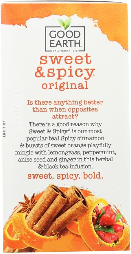 Good Earth Sweet &amp Spicy Herbal &amp Black Tea 18 Count Tea Bags (Pack of 6)