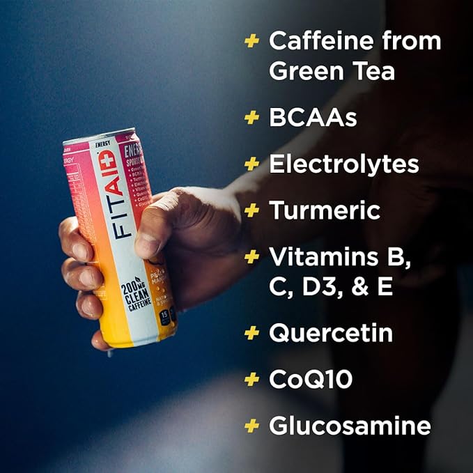 LIFEAID FITAID Energy 200mg Natural Caffeine Keto Variety Pack Optimum Performance Formula: BCAAs Quercetin Electrolytes Omega-3s 15 Calories Paleo Vegan &amp Gluten-Free 12 Fl Oz (Pack of