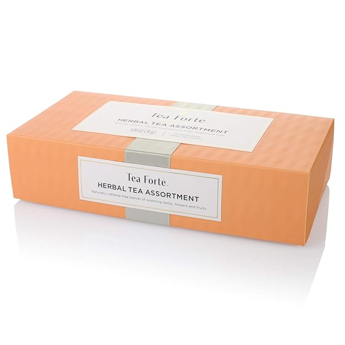 Tea Forte Premium Petite Presentation Box Gift Set Sampler 10 Count 2 of Each Blend Individually Wrapped Handcrafted Pyramid Infuser Bags Herbal Tea