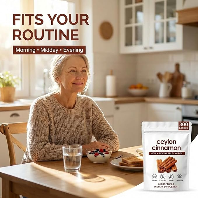 Ceylon Cinnamon Softgels Ceylon Cinnamon Soft Gels 7200mg with MCT Oil Highly Bioavailable Herbal Extract Non-GMO Gluten Free 300 Softgels