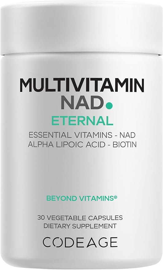 Codeage Multivitamin NAD Supplement - NAD+ Energy &amp Healthy Aging Support - Vitamin D3 K2 P5P Methylated B12 Alpha Lipoic Acid Folate Riboflavin Biotin B Complex Pills - Non-GMO - 30 Capsul