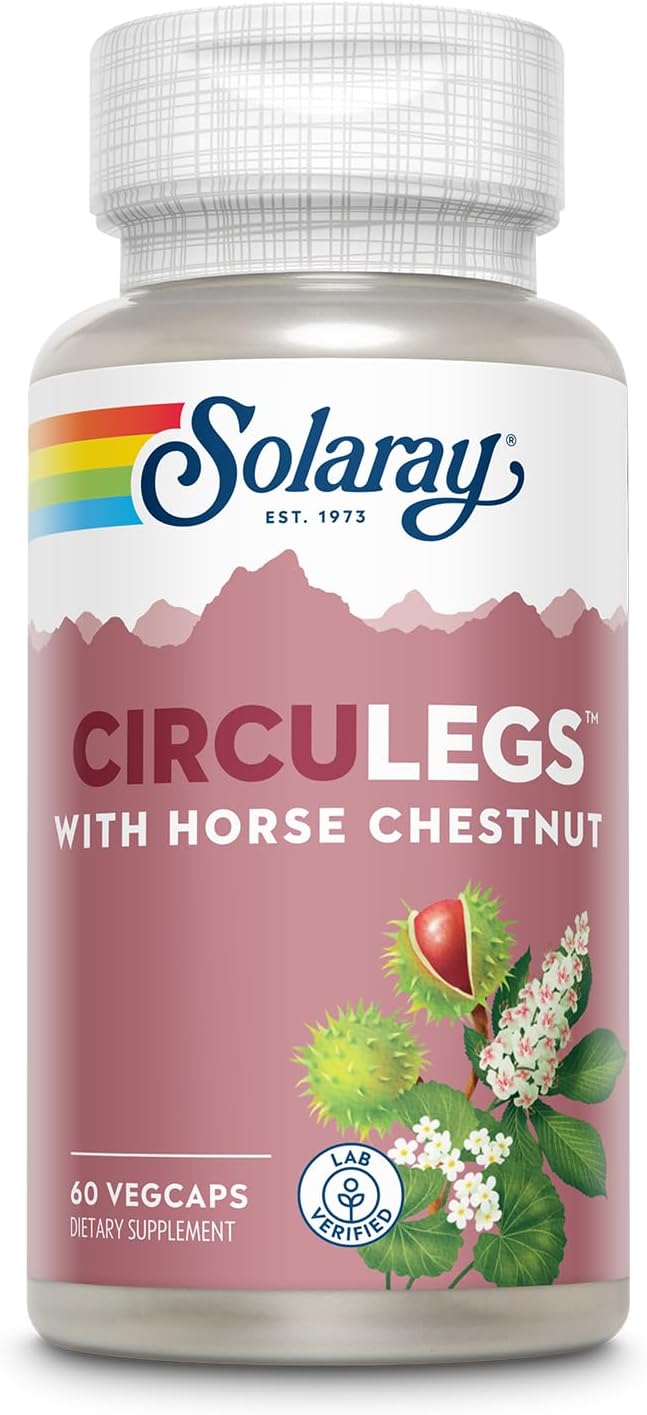 SOLARAY Circulegs - Herbal Supplements for Wellness Support w/Horse Chestnut Extract and Vitamin C Plus Gotu Kola Flavonoids Hesperidin Blend - Vegan Gluten Free 60-Day Guarantee - 30 Servings