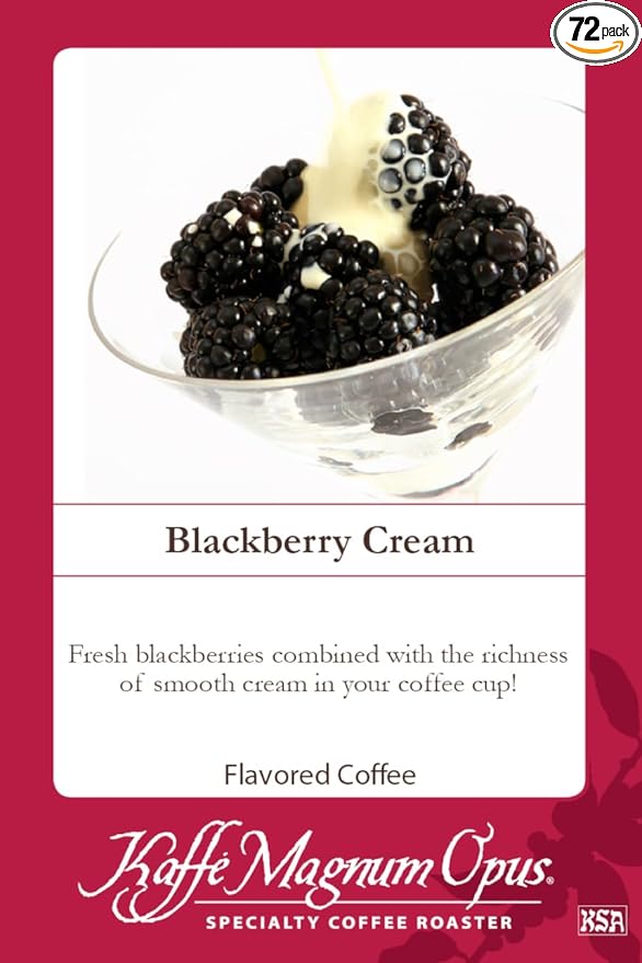 Kaffe Magnum Opus Blackberry Cream Ground Coffee 72 Pack 2.5 oz Each Fresh Roasted
