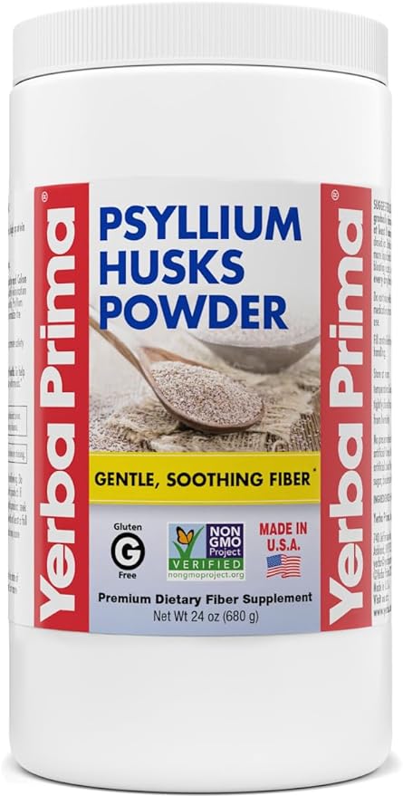 Yerba Prima Psyllium Husk Powder - 24 oz - Fine Ground Unflavored Sugar Free - Natural Fiber Supplement - Also for Baking - Contains Both Soluble &amp Insoluble Bulk for Regularity Support