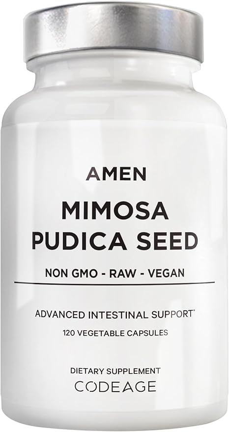 Amen Organic Mimosa Pudica Seeds Capsules 2 Month Supply Vegan Mimosa Pudica Seed Plant Supplement - Mimosine Sensitive Plant Pills - Fat Soluble Dietary Supplement - Non-GMO &amp Vegan - 120 Capsu