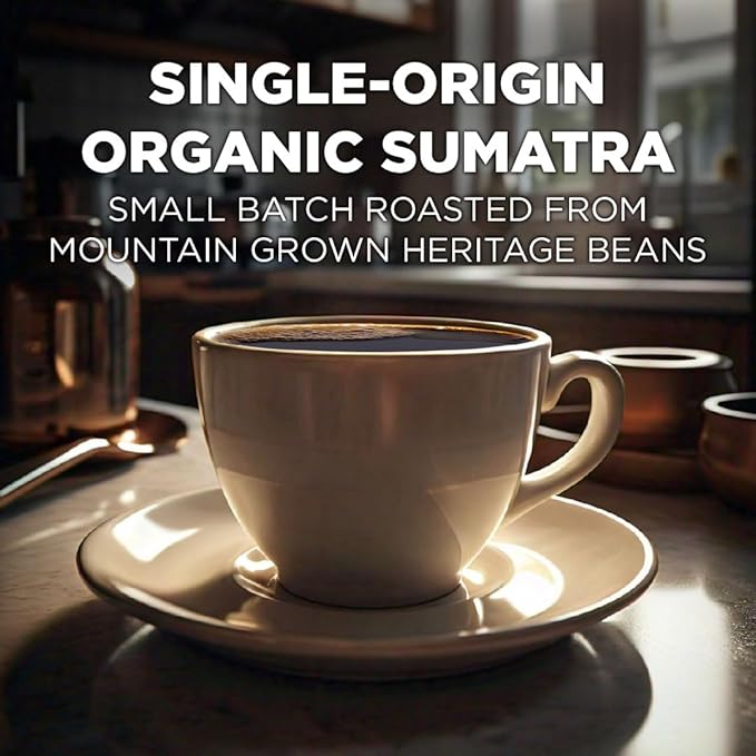 Maud's Organic Sumatra Coffee Pods 50 ct Single Origin Sumatran Dark Roast Coffee in Single Serve Pods – 100% Arabica Coffee Compatible with Keurig K Cups Maker