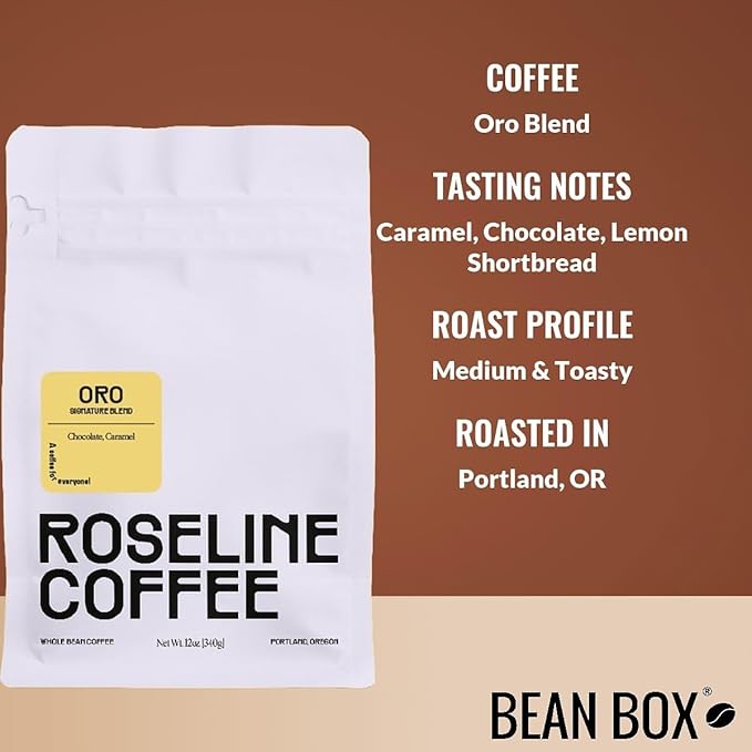 Bean Box Coffee Sampler - Roasted by Roseline 4-Pack Whole Bean Coffee Gourmet Coffee