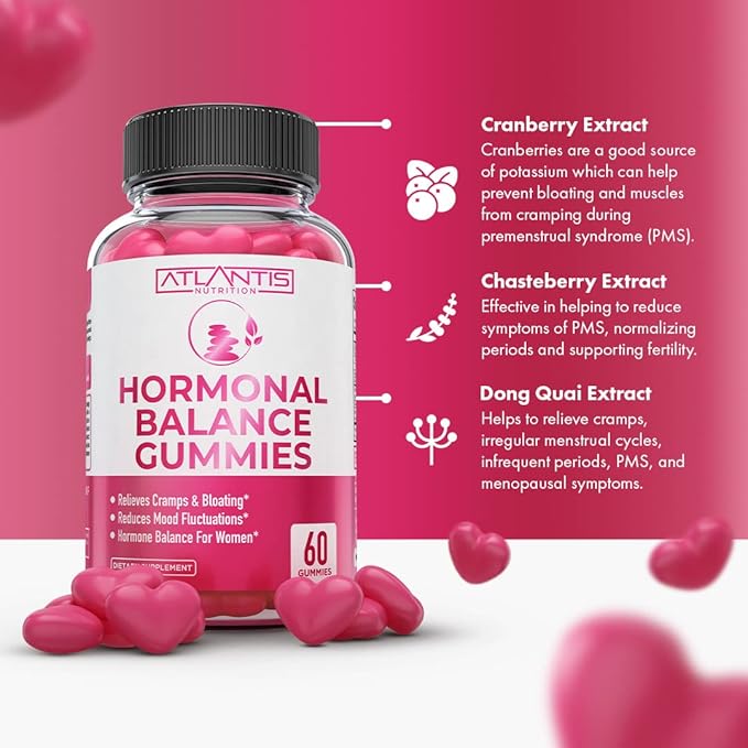Atlantis Nutrition Hormonal Balance PMS Relief 60 Gummies + Collagen 60 Gummies