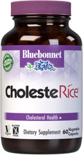 Bluebonnet Nutrition CholesteRice Vegetable Capsules Red Yeast Rice Plant Sterols Pantethine CoQ10 Policosanol Vegan Vegetarian Non GMO Gluten Free Milk Free SOY-FREE 60 Vegetable Capsules