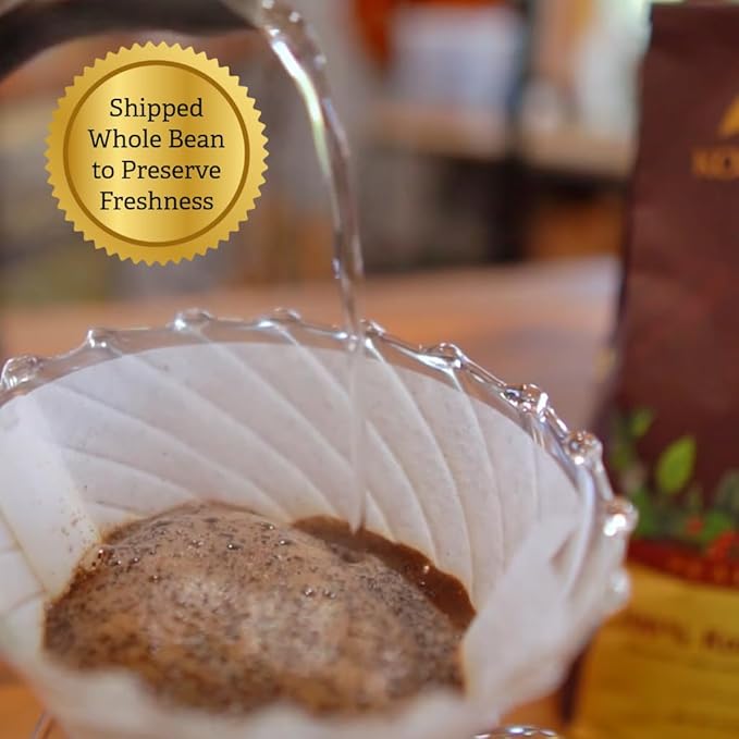 KONA EARTH - 100% Kona Coffee Classic Medium Dark Roast Whole Bean (8oz) Farm-Direct Authentic Hawaiian Kona Coffee beans from Hawaii’s Big Island Small-Batch Roasted