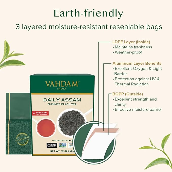 VAHDAM Assam Black Tea Leaves (340g/12oz) 170+ Servings | High Caffeine Non GMO Gluten Free | STRONG MALTY &amp RICH | Pure Unblended Single Origin Black Loose Leaf Tea | Vacuum Sealed