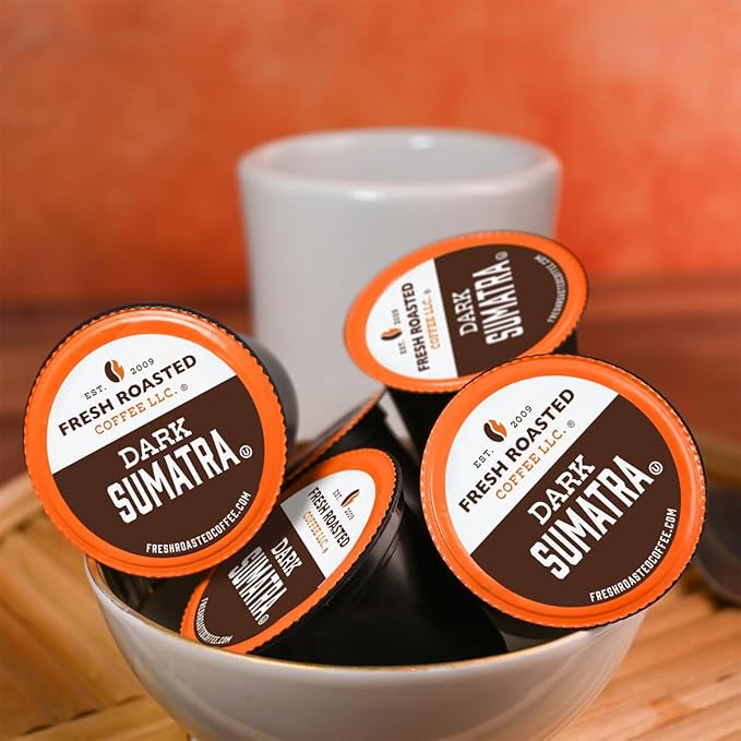 Fresh Roasted Coffee Dark Sumatra Mandheling |100% Single Origin | Dark Roast 72 Pods for K Cup Brewers