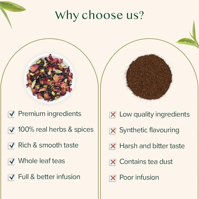 VAHDAM Blooming Rose Black Tea - Premium Black Tea with Rose Petals (3.5oz) DELICIOUS &amp AROMATIC Black Tea Loose Leaf with Fragrant Rose Petals | Vacuum Sealed Pack