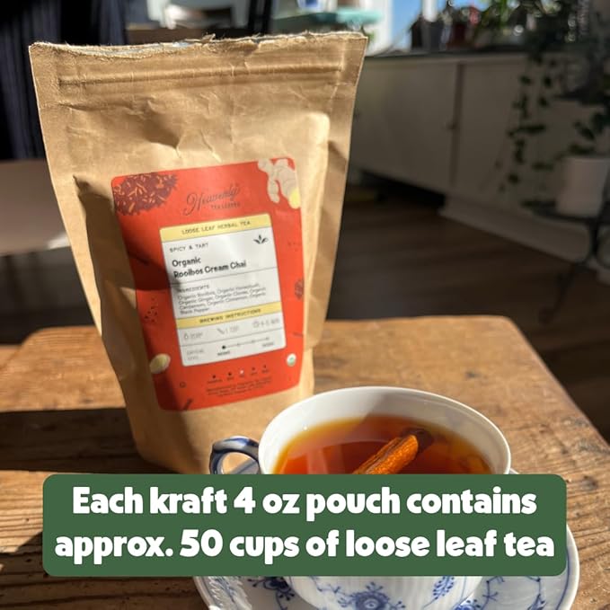 Heavenly Tea Leaves Organic Blueberry Delight Loose Leaf Herbal Tea 4 oz. (Approx. 50 Cups of Tea) - Naturally Caffeine Free Perfect Hot or Iced Fruity Flavor