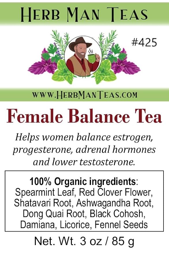 FEMALE HORMONE BALANCE TEA - Balances female and adrenal hormones formulated by master herbalist Khabir -100% Organic Non-GMO
