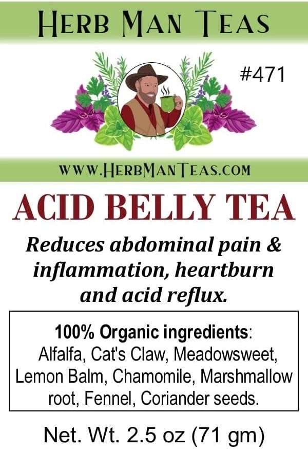 Acid Reflux Tea - Reduces Abdominal Inflammation Heartburn and Acid Reflux formulated by Master Herbalist Khabir- Organic Non-GMO no addatives