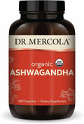 Dr. Mercola Organic Ashwagandha - Supports Energy Production &amp Adrenal Health - 800 mg Per Serving - Non-GMO Gluten-Free &amp Soy-Free - Certified USDA Organic - 180 Capsules (90 Servings)
