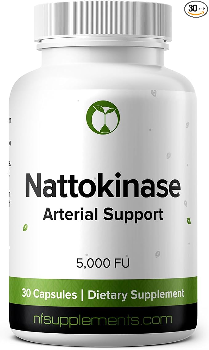 Nattokinase 5000FU Arterial Support - Targets Plaque | Third Party Tested Verified Quality | 30 Vegetarian Capsules | Non-GMO Gluten Free Vegan Friendly | Natural Ingredients Health Supplement (30)