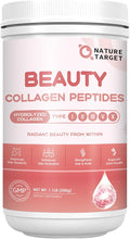 NATURE TARGET Beauty Collagen Peptides Powder for Women Multi Collagen Powder with Vitamin C Biotin Hyaluronic Acid – Unflavored Keto Friendly Easy Dissolve Non-GMO 50 Servings