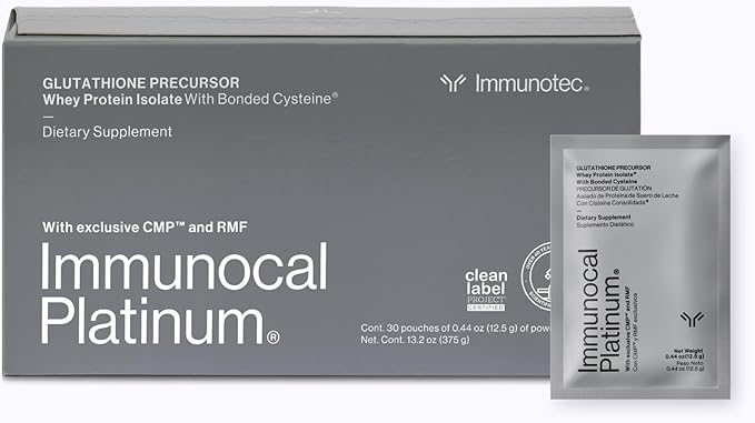 Immunocal Platinum Glutathione Precursor – Whey Protein Isolate Anti-Aging Skin + Cell Renewal Immune Support Detox + Bone Support | Fat and Sugar Free Lactose-Intolerant Friendly | 30 Servings
