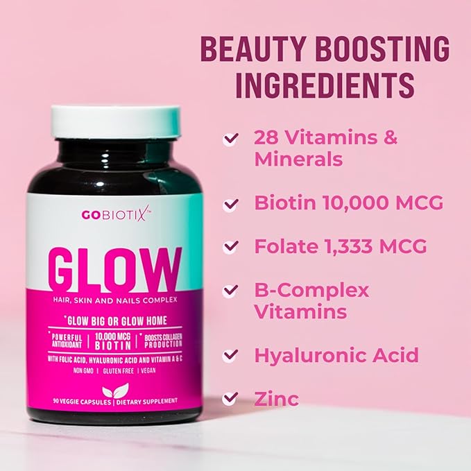 GOBIOTIX Collagen &amp Glow Multivitamin Bundle: Hair Skin Nails Support - 30 Servings Collagen + 90 Capsules Multivitamin