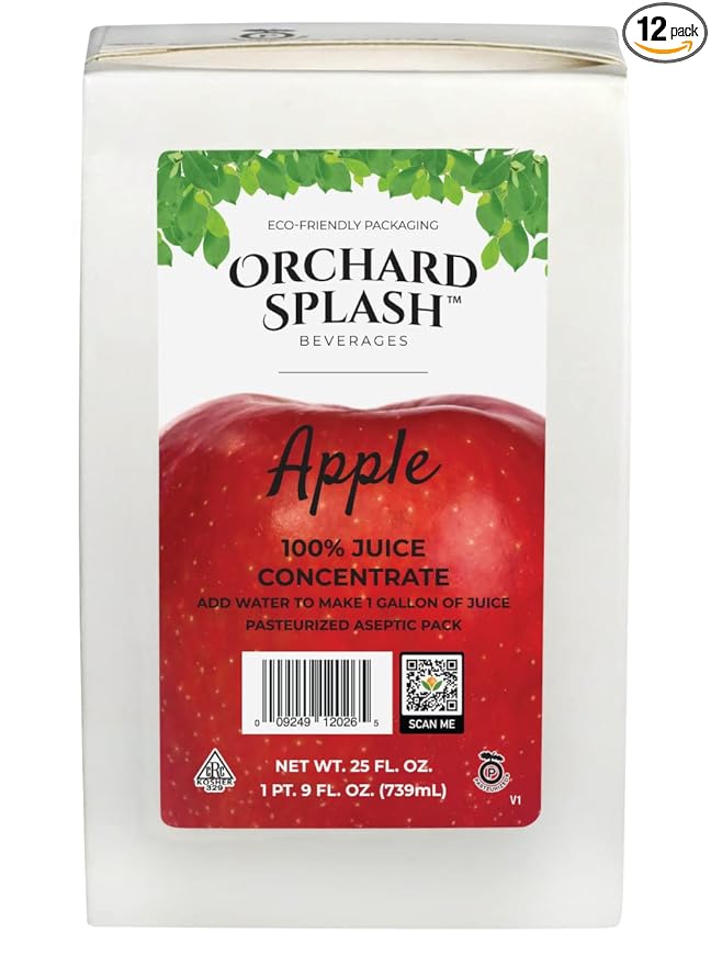 Orchard Splash Apple 100% Juice Based Concentrate 25oz (12 Cartons per Case)