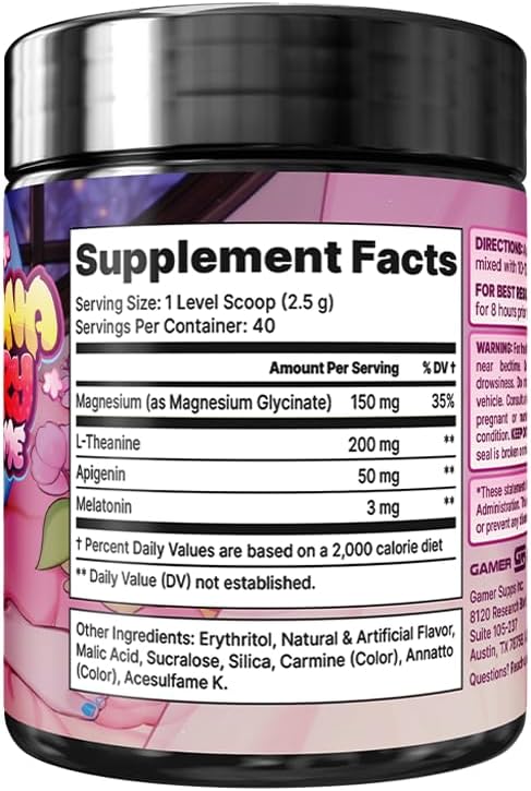 Gamer Supps AFK+® (with Melatonin): Bananaberry Bedtime by Silvervale - 40 Servings - Keto Friendly Magnesium-Focused Sleep Support Supplement Apigenin Sugar Free