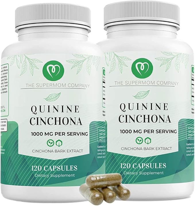 Quinine Cinchona Bark Extract 1000 mg – Herbal Supplement for Muscle &amp Leg Cramp Relief Digestive Support &amp Immune Health – 120 Capsules Non-GMO Made in USA (2 Bottles)