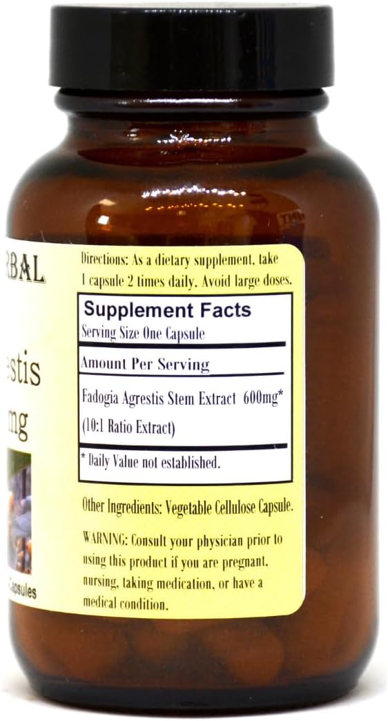 Barlowe's Herbal Elixirs Fadogia Agrestis Extract - 60 600mg VegiCaps - Stearate Free Glass Bottle!