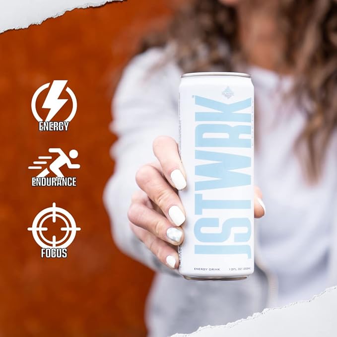 JST WRK Energy Drink - 12-Pack Sugar-Free Zero Calories No Sugar Alcohols 12 Fl Oz. 200 milligrams Caffeine (Glacier)