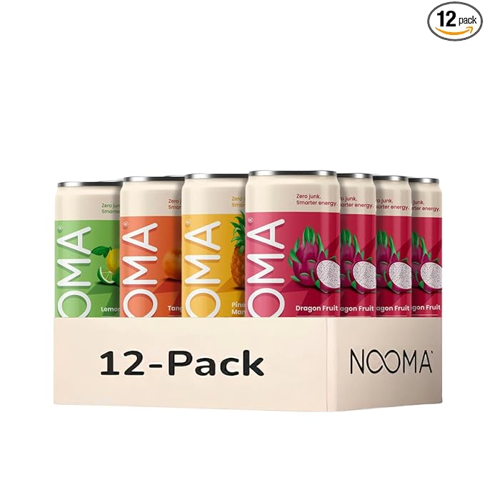 NOOMA - Performance Energy Drink - Pre Workout Drink - Nootropics Adaptogens + Electrolytes - 120mg Clean Caffeine 15 Calories &amp 2g Sugar - Variety Pack -12 Pack -12oz ea.