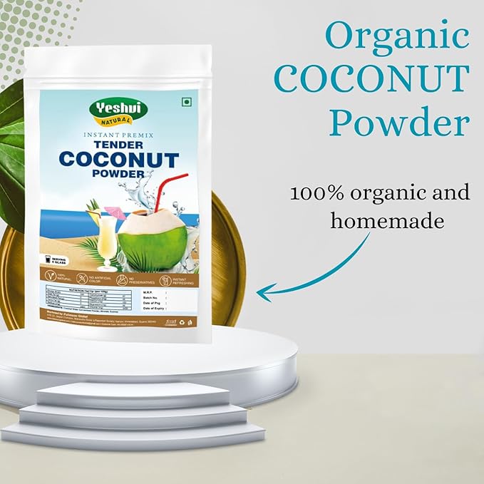 Yeshvi NATURAL Tender Coconut Water Powder &amp Kokum Jamun Fruit Juice Powder Combo Pack Instant Mix Drink Easy to Make Beverage 200gm