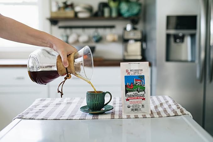 Red Rooster Coffee Organic Floyd Farmhouse Breakfast Blend – Light-Medium Roast Whole Bean Coffee – Notes of Toasted Almond Red Plum Caramel &amp Sunflower Butter – 5LB – USDA Organic Fair Trade