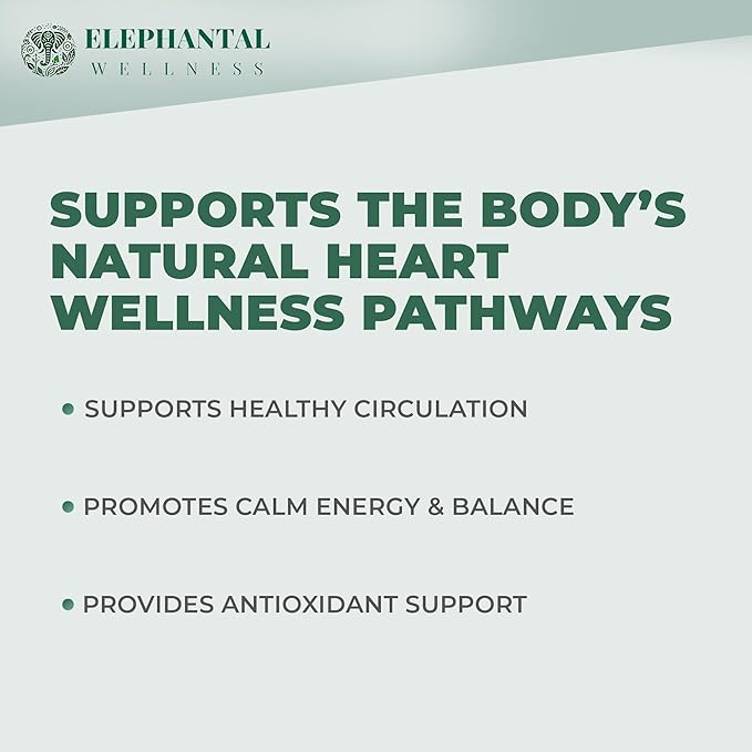 Elephantal Wellness Heart Herbal Tea – Herbal Loose Leaf Tea for Circulation &amp Cardiovascular Support with Hawthorn Cinnamon Ginger &amp Turmeric – Lightly Caffeinated Green Tea Blend 2oz 20