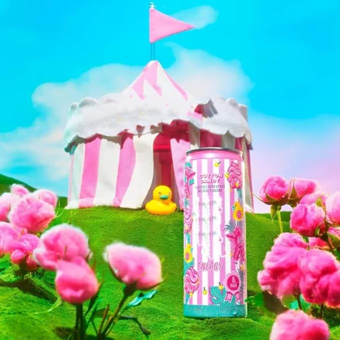 New Alanni Energy Drink Assorted 6 Pack – Cotton Candy Pink Slush &amp Hawaian Shaved Ice Flavors – Sweet Refreshing Powerful Energy Boost Drinks Zero Sugar 12 fl oz Cans