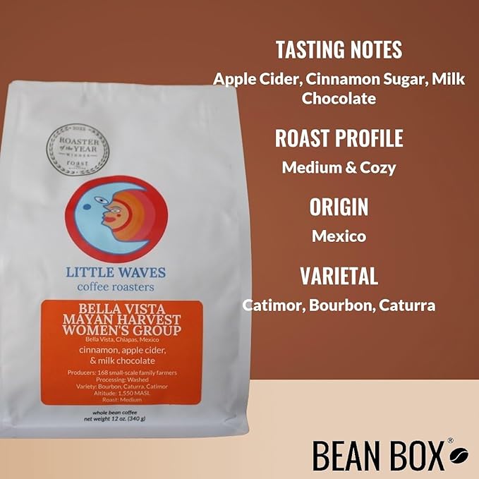 Bean Box Coffee Sampler - Roasted by Little Waves 4-Pack Whole Bean Coffee Gourmet Coffee